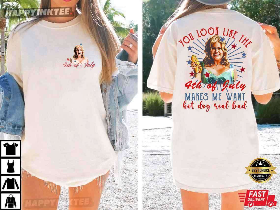 thumbnail interactive-video image 1 of "You Look Like The 4th Of July" Funny Hot Dog T-Shirt - Unisex Cotton Tee For Independence Day 1 of 4