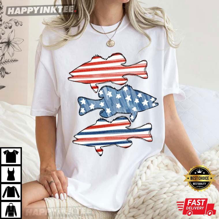 Bass Fishing American Flag 4th Of July T-Shirt Bass Fishing American Flag 4th Of July T-Shirt