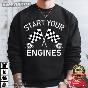 Racing Start Your Engines Checkered Flag T Shirt (3)