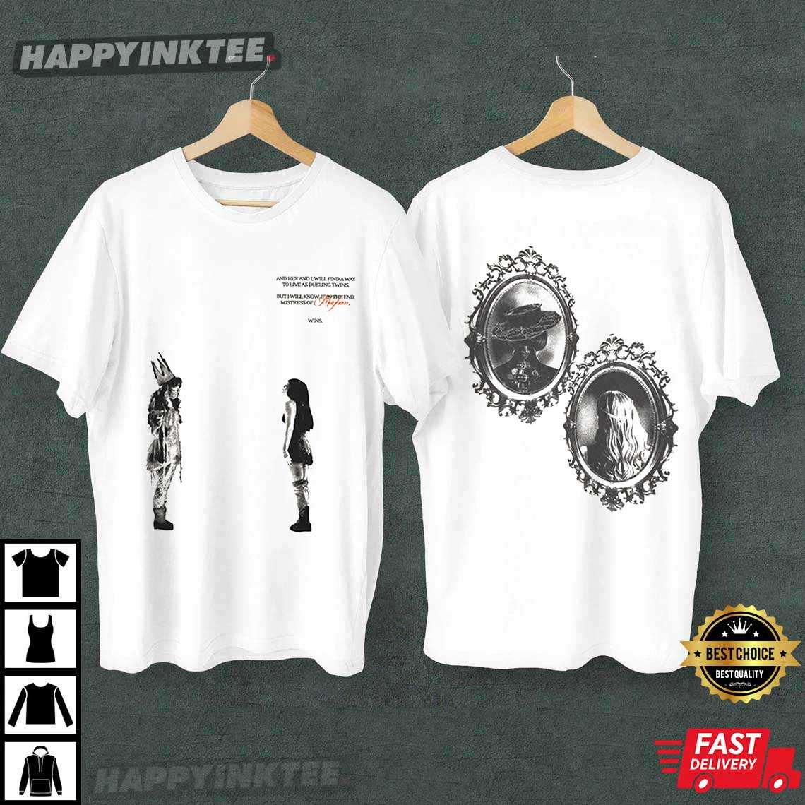 Lady Gaga Dueling Twins Mayhem Art Graphic T-shirt Lady Gaga Dueling Twins Mayhem Art Graphic T-shirt