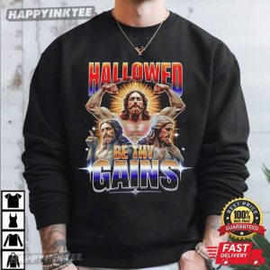 Jesus Hallowed Be Thy Gains Funny Gym Workout T Shirt (2)