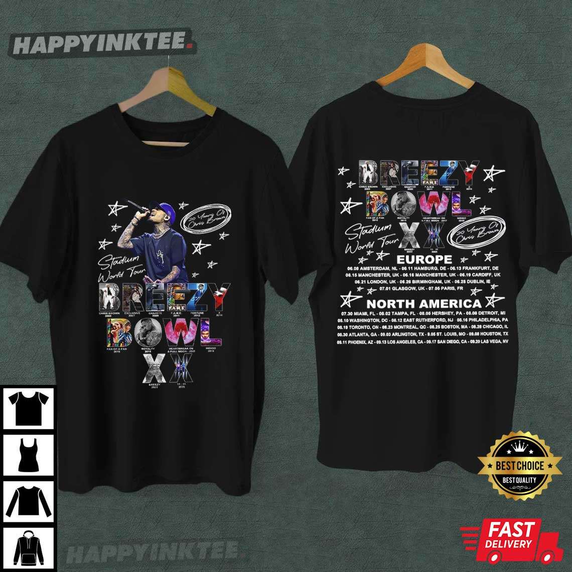 Chris Brown Album Breezy Bowl XX Stadium World Tour T-Shirt Chris Brown Album Breezy Bowl XX Stadium World Tour T-Shirt