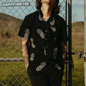 Pineapple Skull Black Hawaiian Shirt (1)