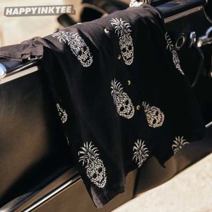 Pineapple Skull Black Hawaiian Shirt (2)