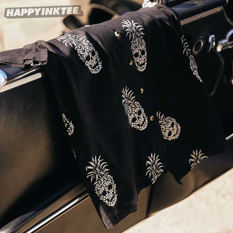 Pineapple Skull Black Hawaiian Shirt Pineapple Skull Black Hawaiian Shirt