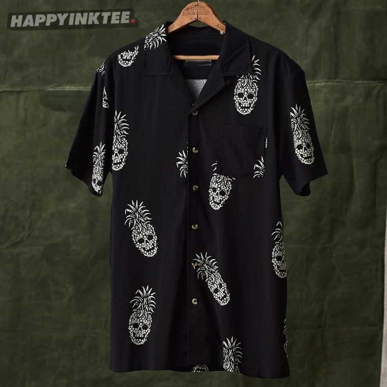Pineapple Skull Black Hawaiian Shirt Pineapple Skull Black Hawaiian Shirt