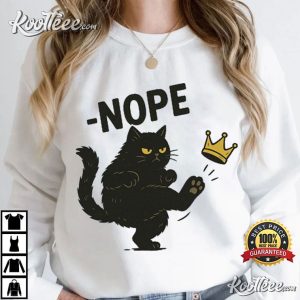 No Kings Black Cat Funny Political Meme T Shirt (3)