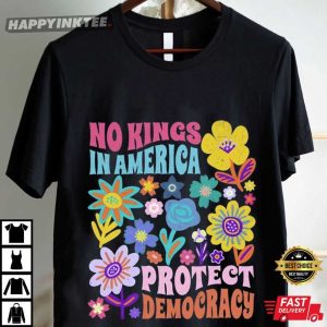 No Kings In America Protect Democracy Floral T Shirt (4)