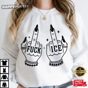 Fuck ICE Middle Fingers Anti Trump Chinga La Migra T Shirt (3)