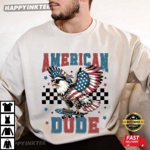 Retro American Dude Bald Eagle 4th of July T Shirt (3)