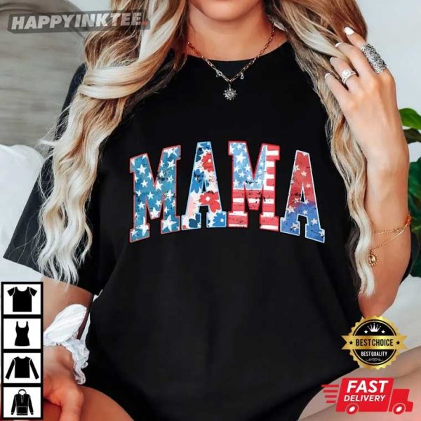 American Mama 4th of July Retro Floral T-Shirt