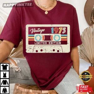 50th Birthday Vintage 1975 Limited Edition Cassette T Shirt (2)