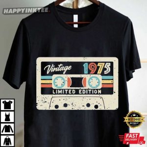 50th Birthday Vintage 1975 Limited Edition Cassette T Shirt (4)