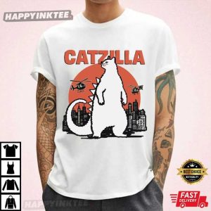 Catzilla Funny Cat Parody T- Shirt