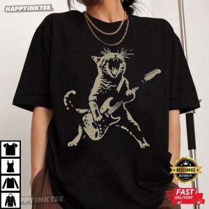 Rock Cat Playing Guitar T Shirt (2)