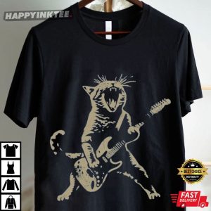 Rock Cat Playing Guitar T Shirt (4)