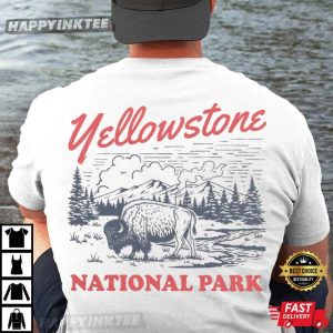 Yellowstone National Park Vintage Bison Graphic T Shirt (2)