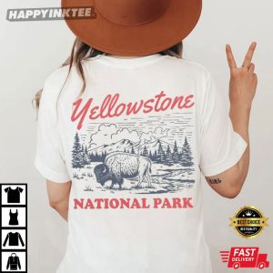 Yellowstone National Park Vintage Bison Graphic T Shirt (3)