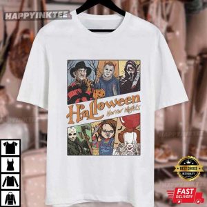 Retro Horror Characters Halloween Horror Nights T Shirt (3)