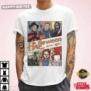 Retro Horror Characters Halloween Horror Nights T Shirt (4)