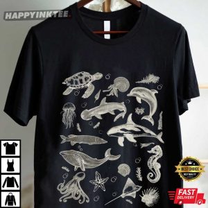 Sea Animals 90s Vintage Style T Shirt (3)