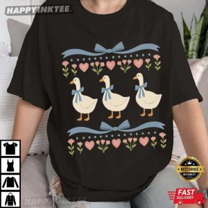 Retro Goose Blue Ribbon Farm Animal T-Shirt
