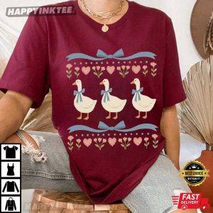 Retro Goose Blue Ribbon Farm Animal T Shirt (2)