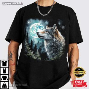 Wolf Nature Moon Vintage 90s Graphic T-Shirt