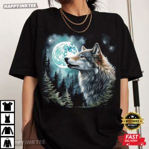 Wolf Nature Moon Vintage 90s Graphic T Shirt (2)