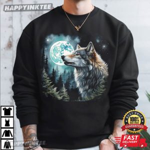 Wolf Nature Moon Vintage 90s Graphic T Shirt (3)