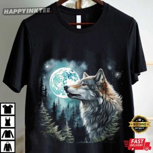 Wolf Nature Moon Vintage 90s Graphic T Shirt (4)