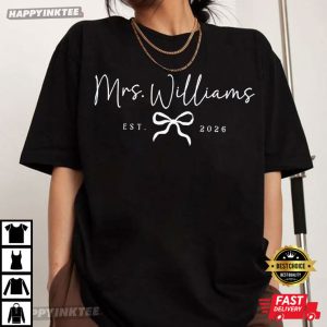Custom Mrs Last Name Bride Engagement Gift T Shirt (3)