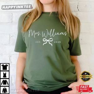 Custom Mrs Last Name Bride Engagement Gift T Shirt (4)