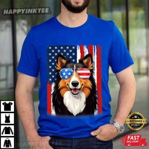 Rough Collie Dog America Flag 4th of July Patriotic T Shirt (2)