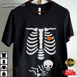 Funny Pregnancy Announcement Skeleton Halloween Maternity T Shirt (4)