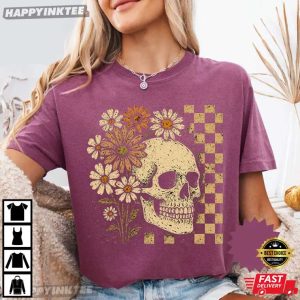 Floral Skeleton Halloween Comfort Colors T Shirt (2)