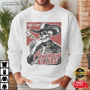 Cowboy Killers Smoking Skeleton Vintage Western Grunge T Shirt (3)