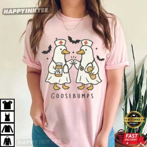 Spooky Nurse Goosebumps Halloween Goose T-Shirt