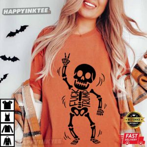 Skeleton Fuck Trump Halloween Spooky Season T Shirt (1)