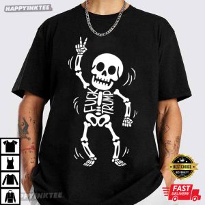 Skeleton Fuck Trump Halloween Spooky Season T-Shirt