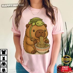 Capybara Eating Ramen Turtle Hat T Shirt (1)
