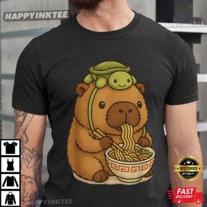 Capybara Eating Ramen Turtle Hat T Shirt (2)