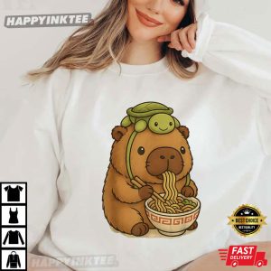 Capybara Eating Ramen Turtle Hat T Shirt (4)