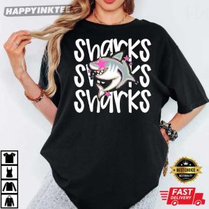 Preppy Sharks Mascot School Pride Teacher T-Shirt