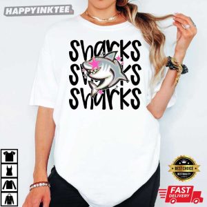 Preppy Sharks Mascot School Pride Teacher T Shirt (3)