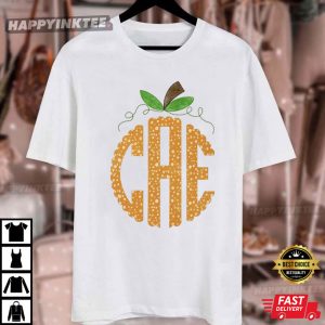 Monogram Pumpkin Custom Initials T Shirt (4)