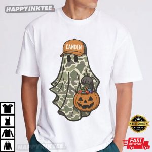 Camo Ghost Halloween Custom Name T-Shirt