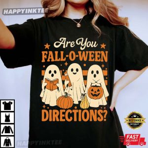 Retro Are You Fall O Ween Directions Teacher Halloween Ghost T-Shirt