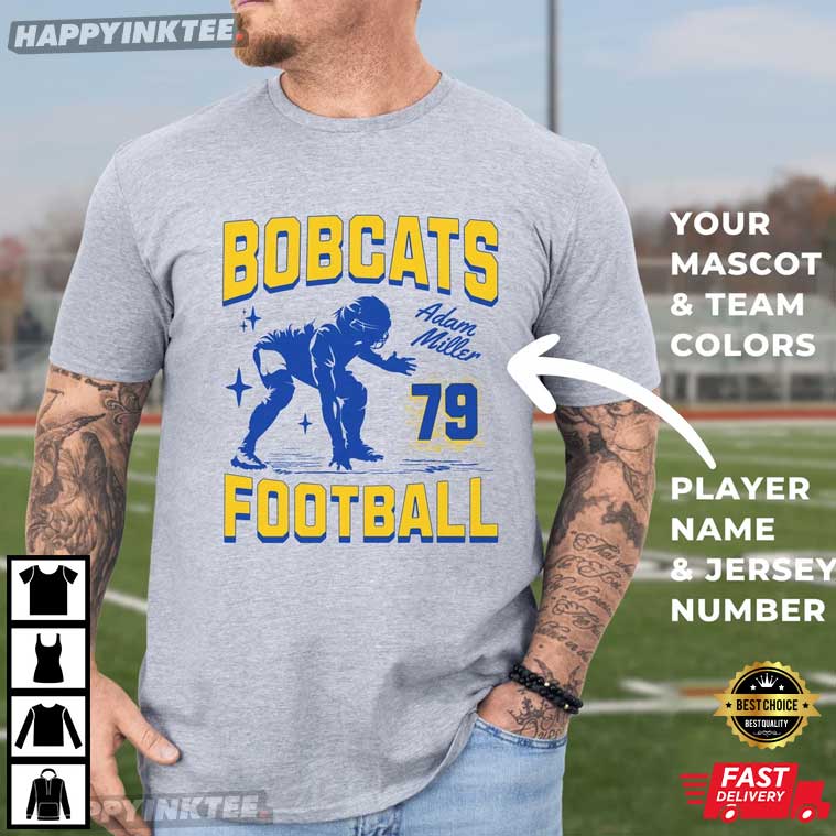 Football Lineman Custom Name Number Team Mascot And Colors T-Shirt Football Lineman Custom Name Number Team Mascot And Colors T-Shirt