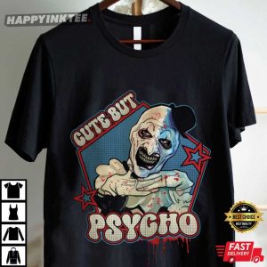 Cute But Psycho Halloween Retro Art The Clown T Shirt (4)